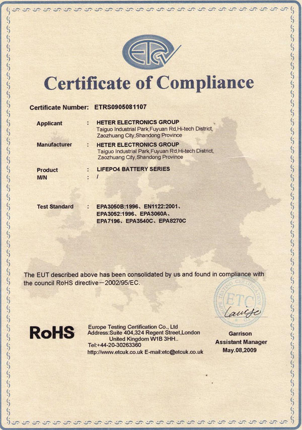 Certificate of Compliance